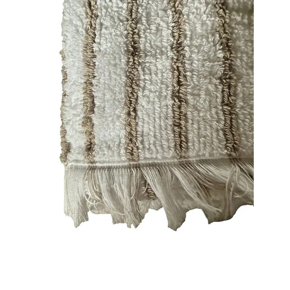 Brooks Brothers Hand Towels Luxury White Striped Thick Plush Turkish Set of 2